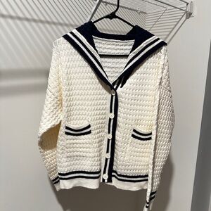 NWOT Navy and White Women's Sweater